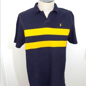 Ralph Lauren Polo Sport shirt Navy w/ yellow stripe Medium